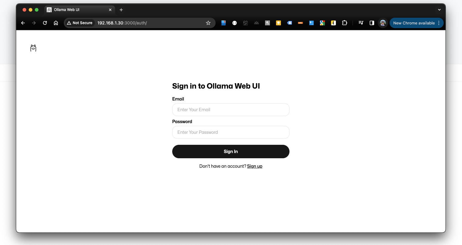 Self hosting AI - Ollama Web UI