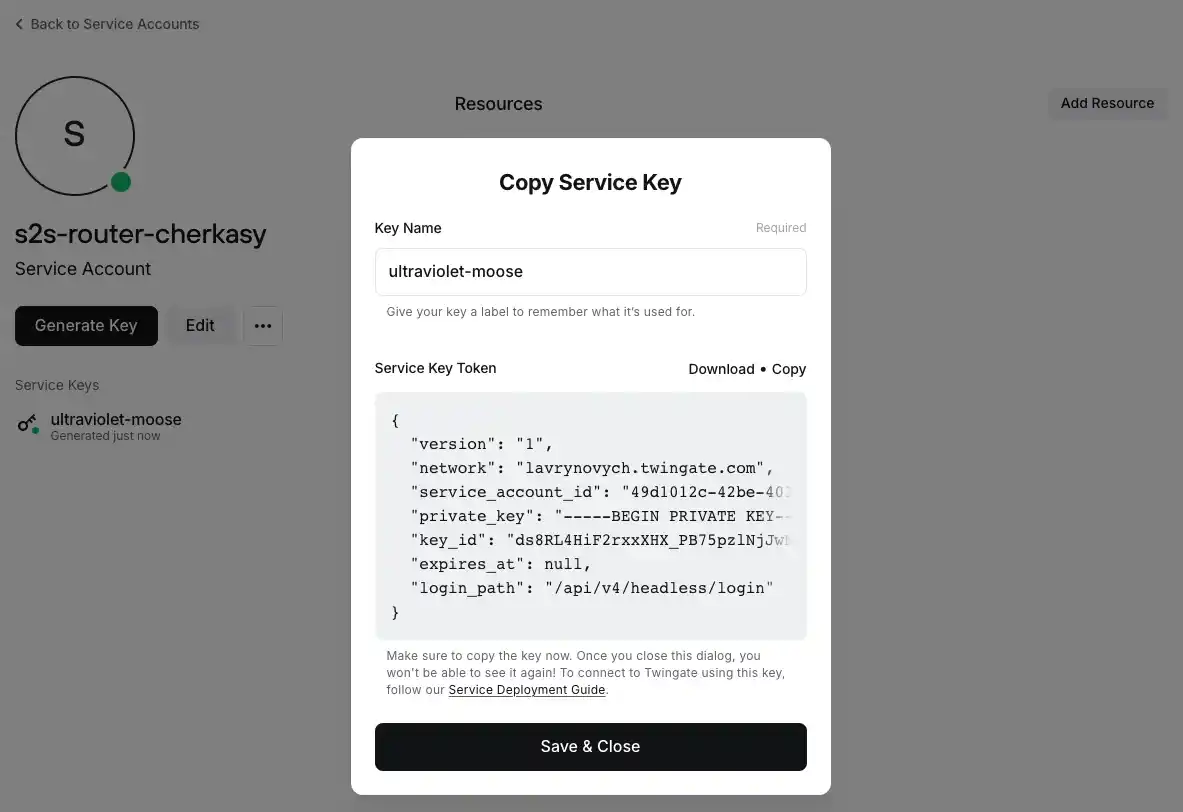 Twingate - Copy Service Key