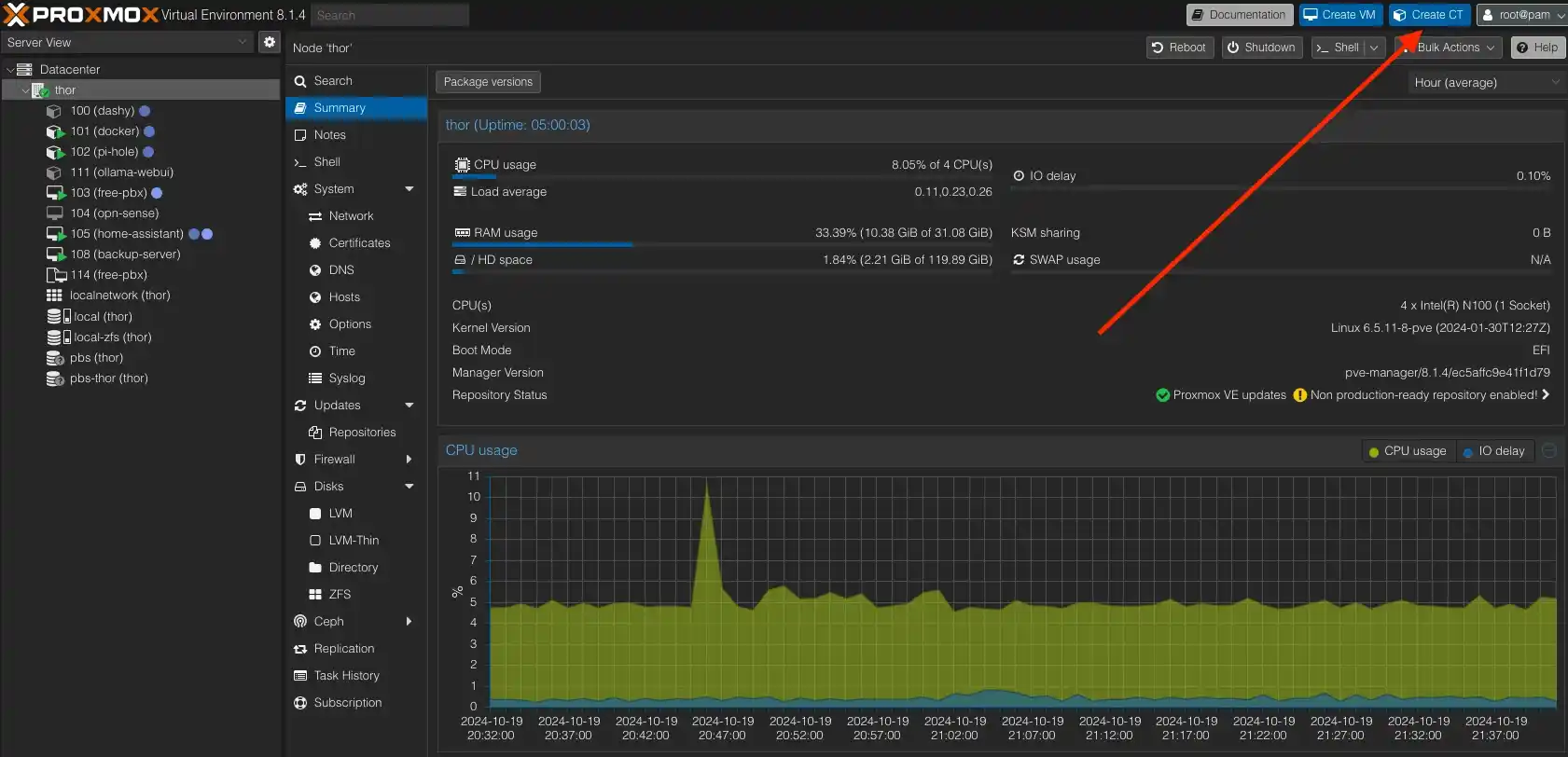 Proxmox VE - Create CT (LXC container)