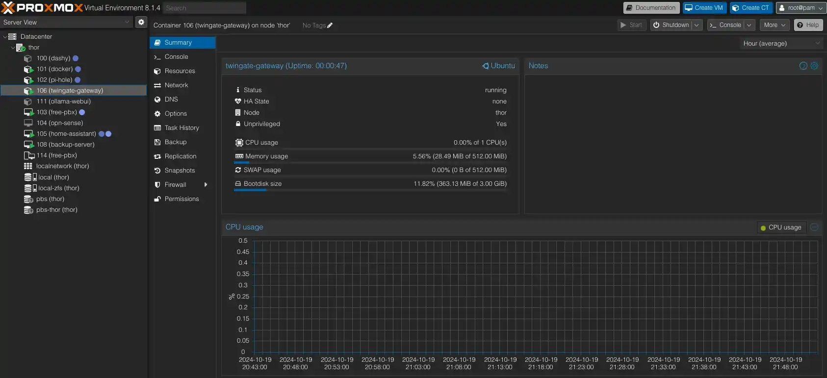 Proxmox VE - Ubuntu 20.04 LXC container