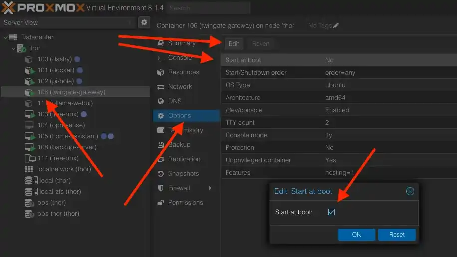 Proxmox VE - Enable start on boot