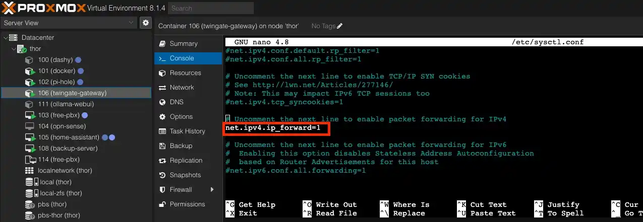 Proxmox VE - Enable IP forwarding