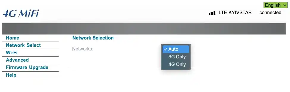 Network Select - options