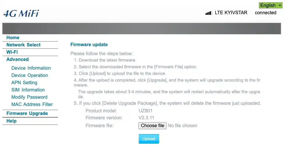 Firmware update page